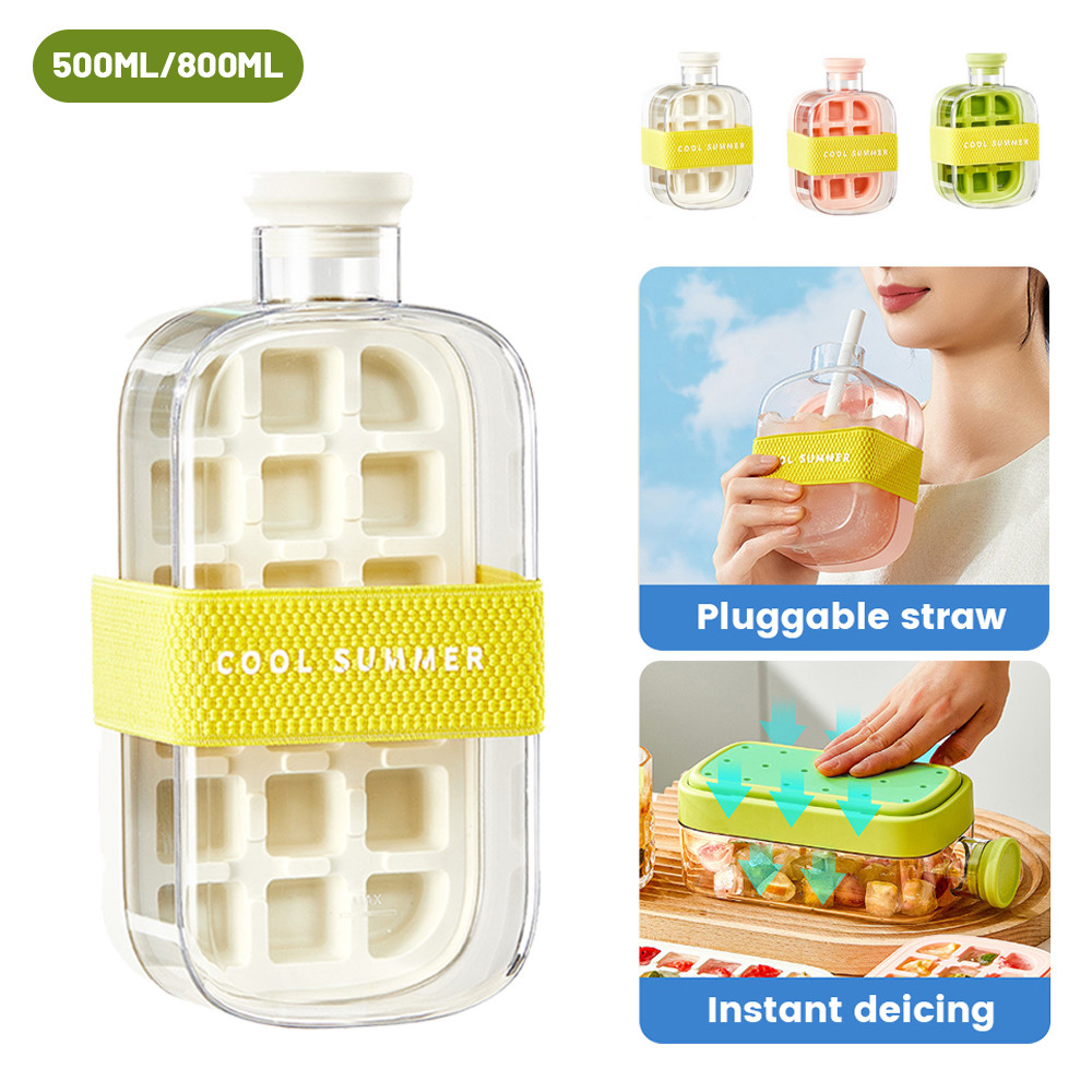 500/800Ml Ice Cube Bottle Portable Silicone Freezer Ice Trays Zero-Contact Pressure Ice Cube Mold