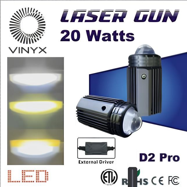 Lampu Sorot Tembak Laser Gun LED VINYX D2 Pro 20W Motor Mobil Lasergun Car Kendaraan