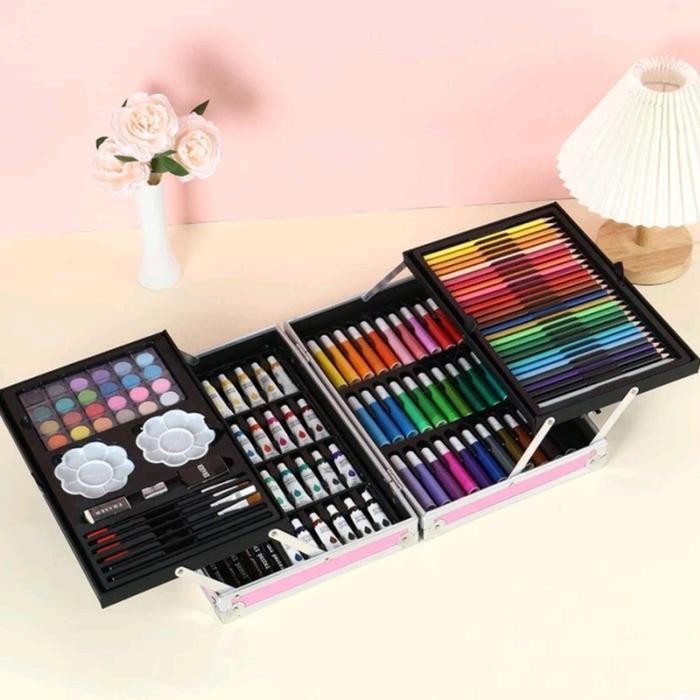 

Alat Mewarnai Koper Besi Crayon Pensil Warna Spidol Marker Dan Cat Air 145 Psc