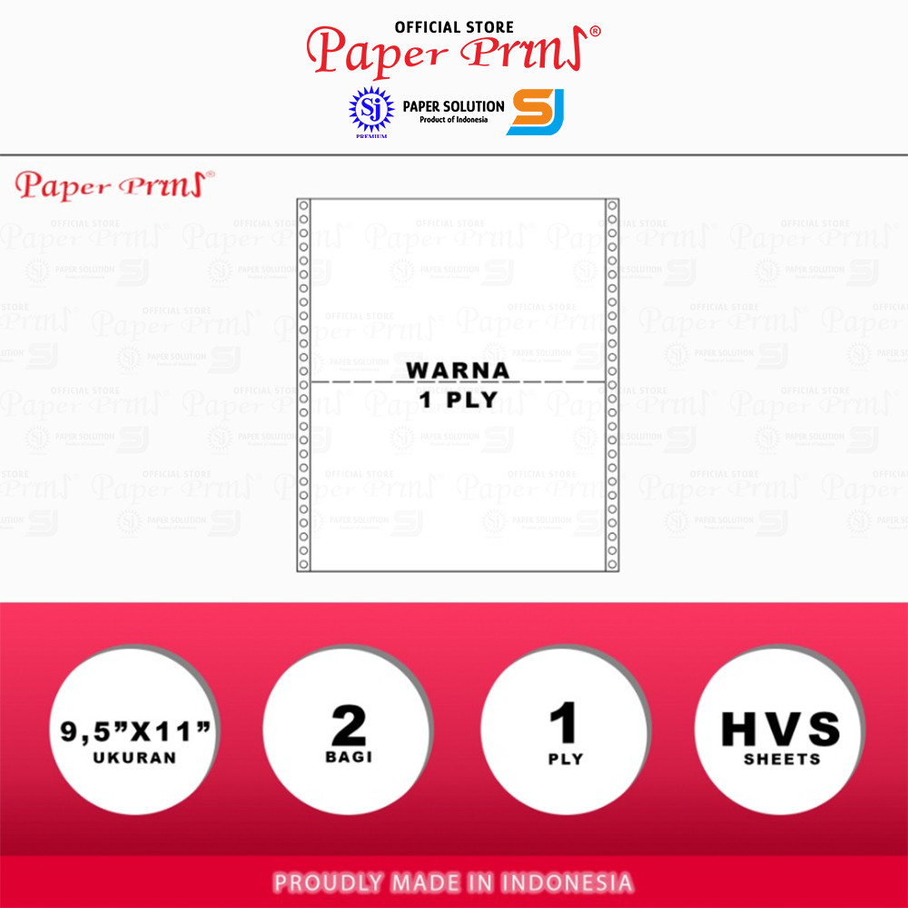 

Kertas Continuous Form 1PLY Paperyns HVS 9,5" x 11"/2 (Bagi 2)