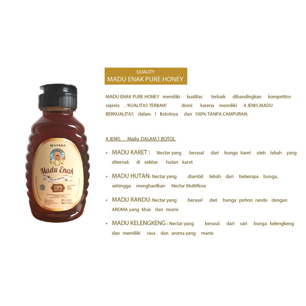 

Madu Enak PURE HONEY 350 gr madu dengan kualitas terbaik