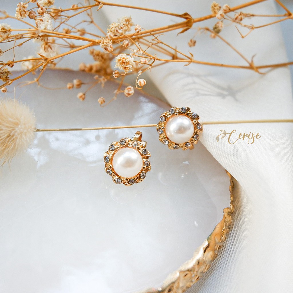 Bellova earrings Anting jepit korea emas mutiara tanpa tindik aksesoris wanita cantik