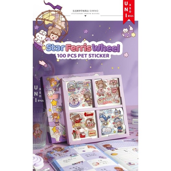 

Unixso Sticker Box Viral Sticker Aesthetic Tumbrl 1 box isi 100 lembar