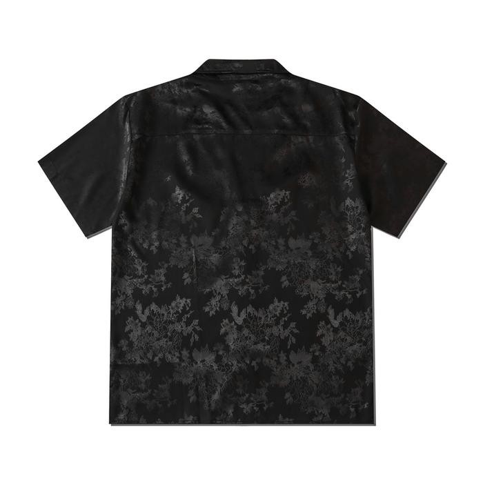 Modo- Dark Icon Pria Kaos Pendek Baju Casual Shirt Jaquard Satin Material Hawaiian Shirts