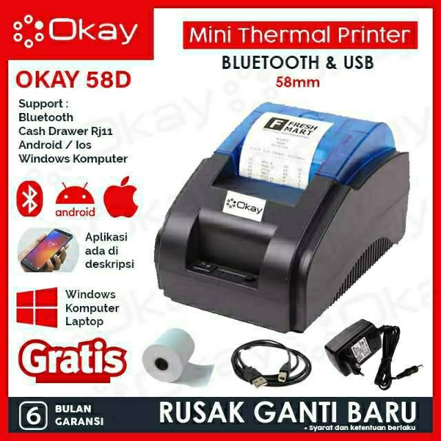 

KERTAS THERMAL 58X40MM COCOK UNTUK MINI PRINTER KASIR PPOB PER 5 ROLL
