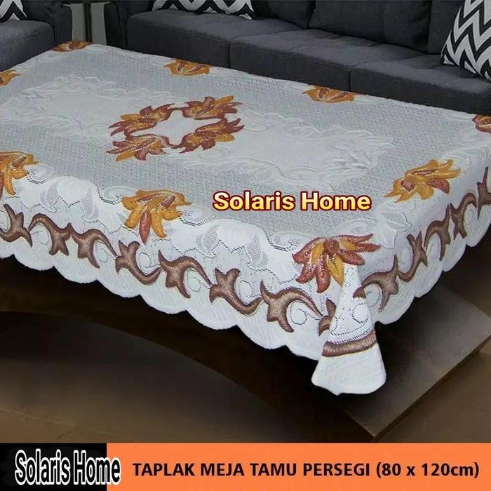 TAPLAK MEJA TAMU JUMBO BESAR PUTIH KAIN RENDA TEBAL PERSEGI PANJANG