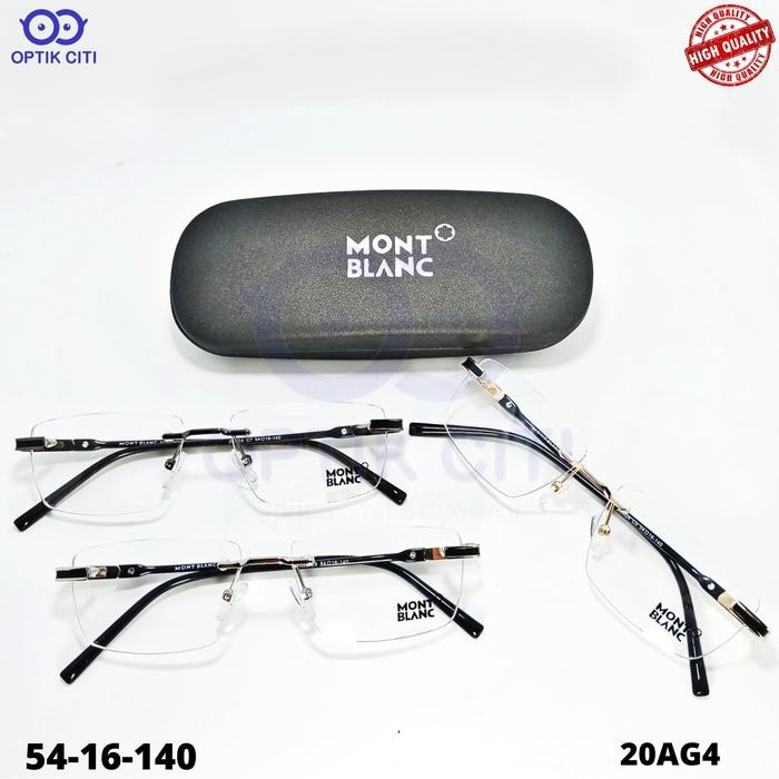Stailo- Frame Kacamata Pria Rimless Bor Montblank 88137 Grade Original