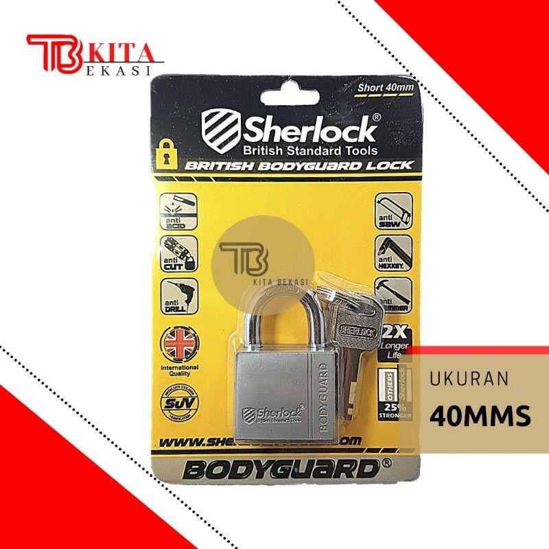 GEMBOK SHERLOCK 40 MM SHORT/ GEMBOK SHERLOCK 40MM PENDEK/ GEMBOK SHERLOCK ANTI MALING, ANTI POTONG
