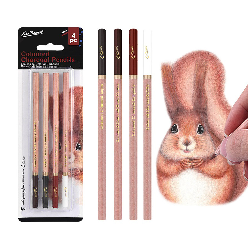 

4Pcs Professional Sketch Charcoal Pencils Set Colored Soft Pastel Pencils White Carbon Pencil For