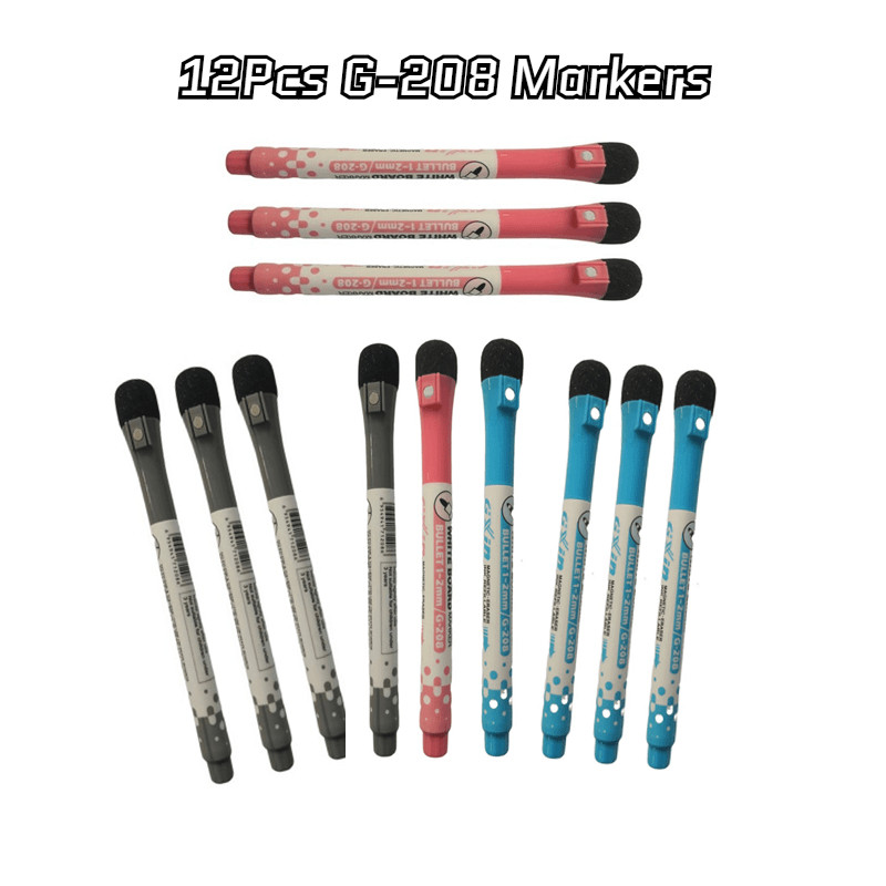 

Gxin G208 12Pcs Dry Erase Markers Magnetic Whiteboard Marker Eraser Back To School Useful Color