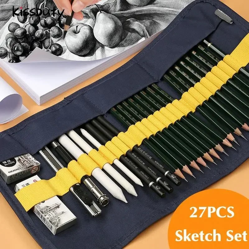 

27Pcs Profession Sketch Pencil Set Beginner Painting Drawing Tools Students With Art Supplies