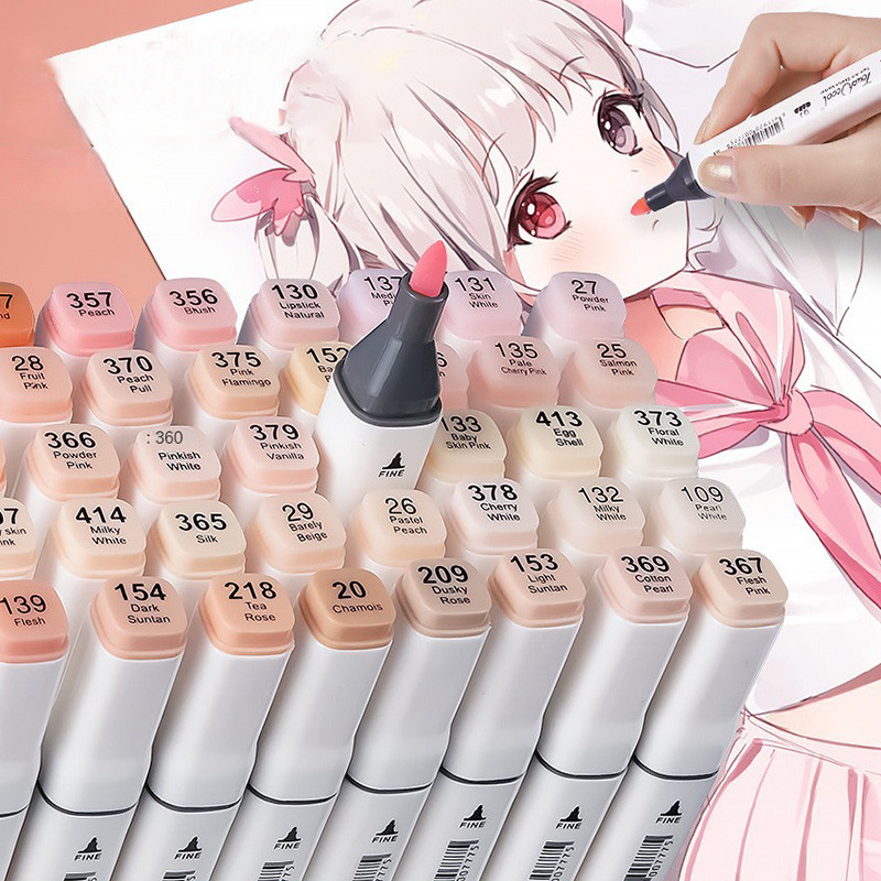 

6/12/24/30 Colors Skin Tone Dual Headed Marker Set Painting Drawing Highlighter School Art Supplies