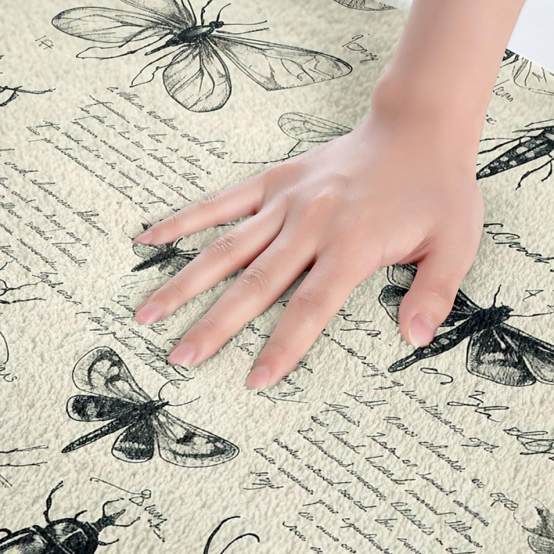 

Homewish Insects No Slip ,Sketch Butterfly Moth Bug And Beetles Pattern Bathroom Rug,Wild Animals