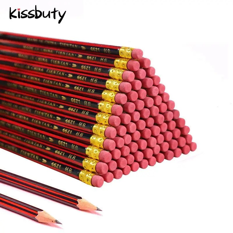 

30/50/100Pcs /Lot Sketch Pencil Wooden Lead Pencils Hb Pencil With Eraser Children Drawing Pencil