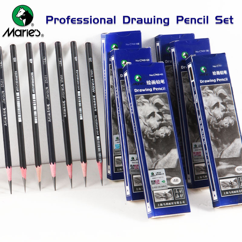 

12Pcs Marie'S Professional Pencil Set For Draw Sketch Layering & Shading ,Art Graphite Supplies For