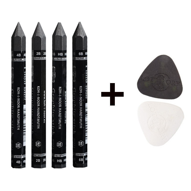 

4Pcs Hexagonal Graphite Charcoal Pencil Sketch Comics Large Thick Stick Hb/2B/4B/6B Refill Hardness