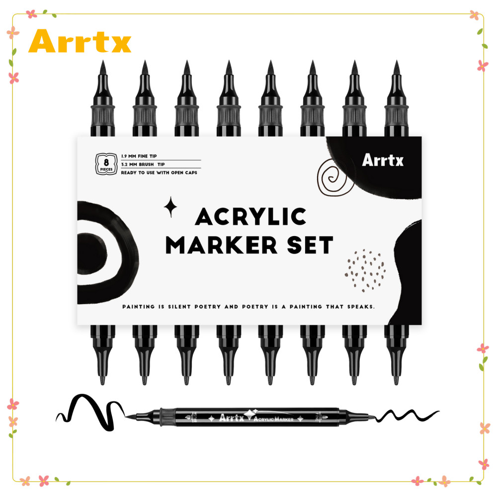 

Arrtx Black Paint Pen 8 Pack Dual Tip Acrylic Paint Graffiti Markers For Rock Painting Paper Wood