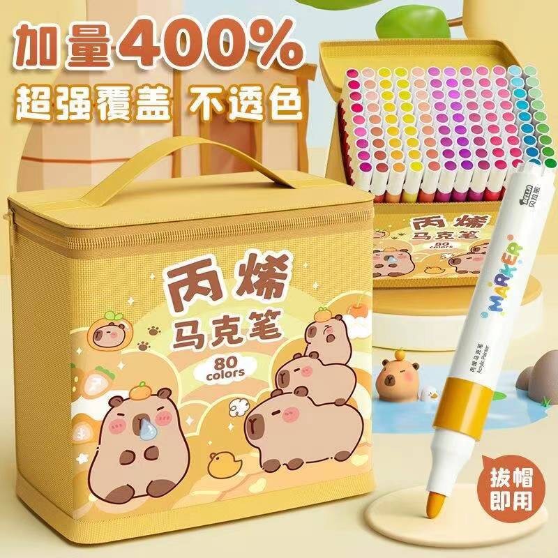 

24Colors New Cartoon Capybara Acrylic Marker Rock Painting Set For Kids Children Stone Paint Pens