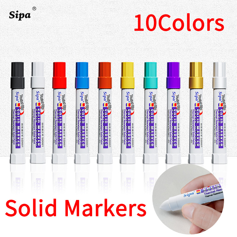 

Sipa Solid Paint Markers - Permanent Marker Paint Pens - Window, Wood, & Glass Marker 10 Colors