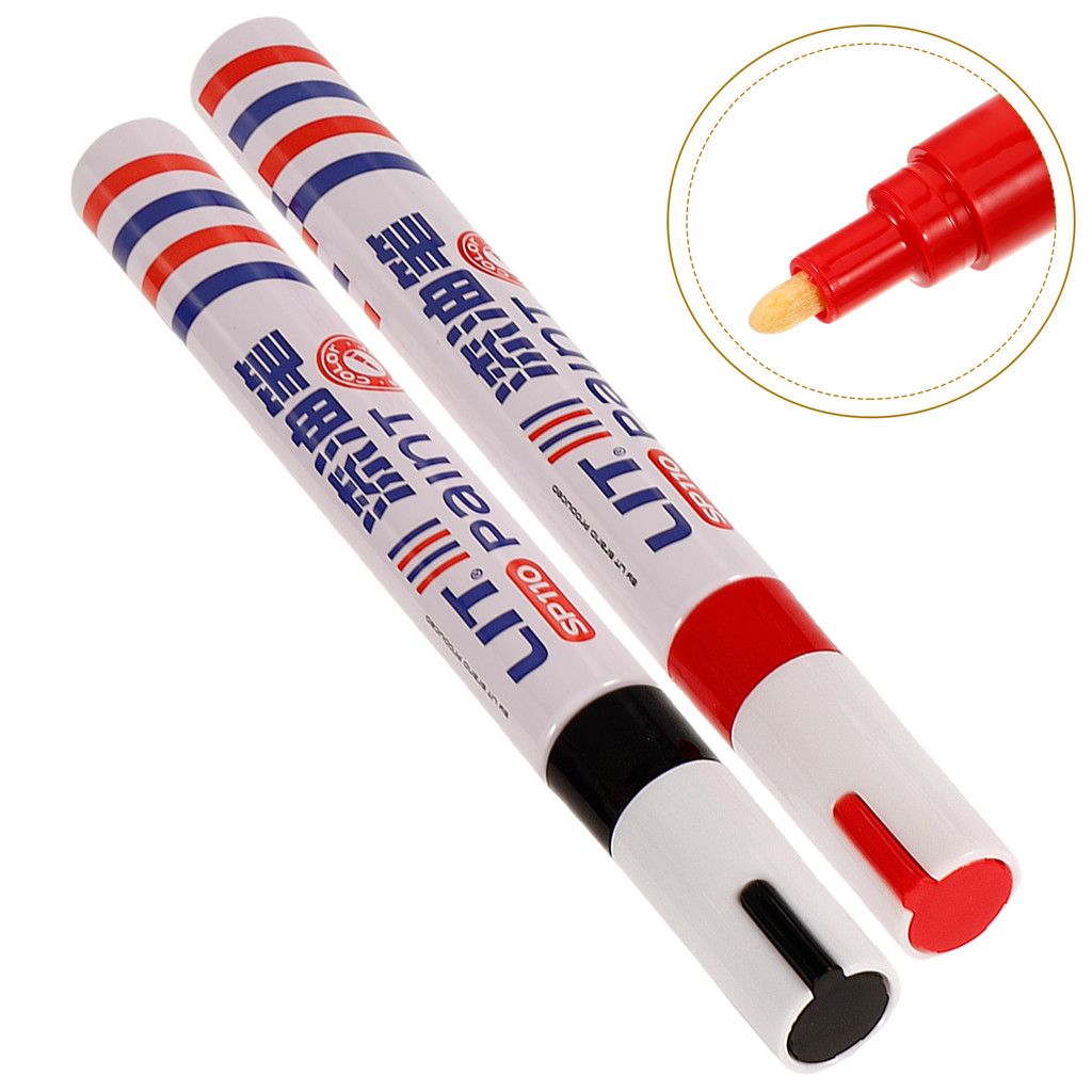 

2 Pcs Red Black Tombstone Tracing Paint Pen Monument Writing Repair Kit Art Markers Colour Pens Set