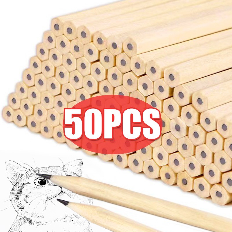 

Natural Wood Grain Pencils Hb Black Hexagonal Non-Toxic Children Pencil Drawing Writing Cute