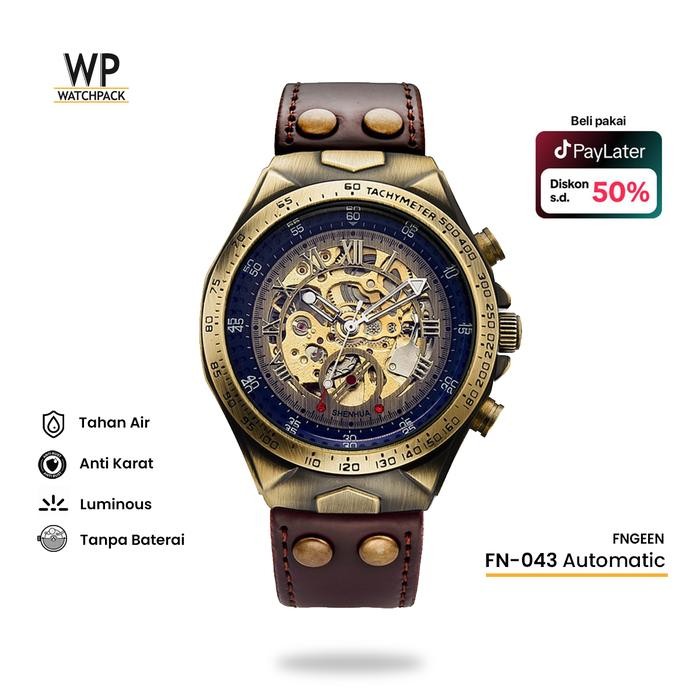 Zylo- Fn-043 Fngeen Automatic Jam Tangan Pria Mechanical Waterproof Casual Otomatis Kaca