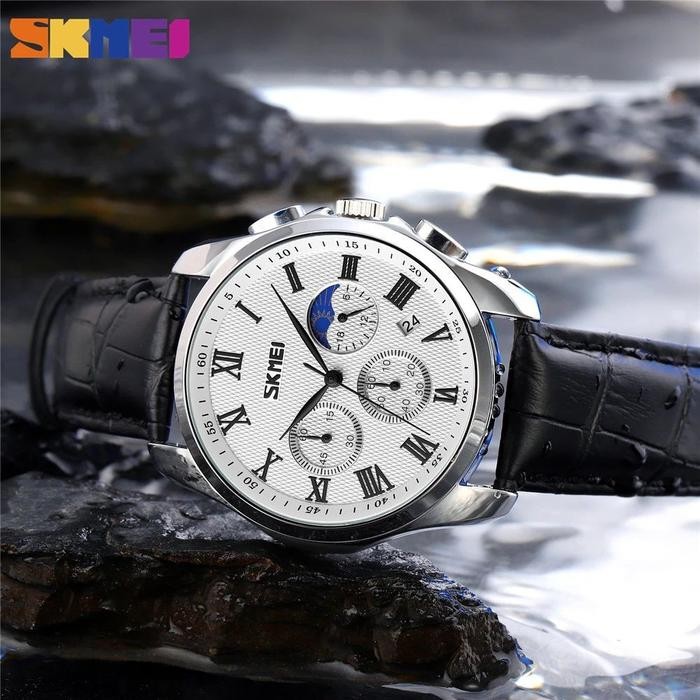 Zylo- Jam Tangan Pria Analog Chronograph Casual Quartz Tali Kulit Skmei 9260