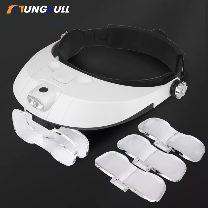 Magnifier Glasses With Light Glass Headset Magnifier Illuminated