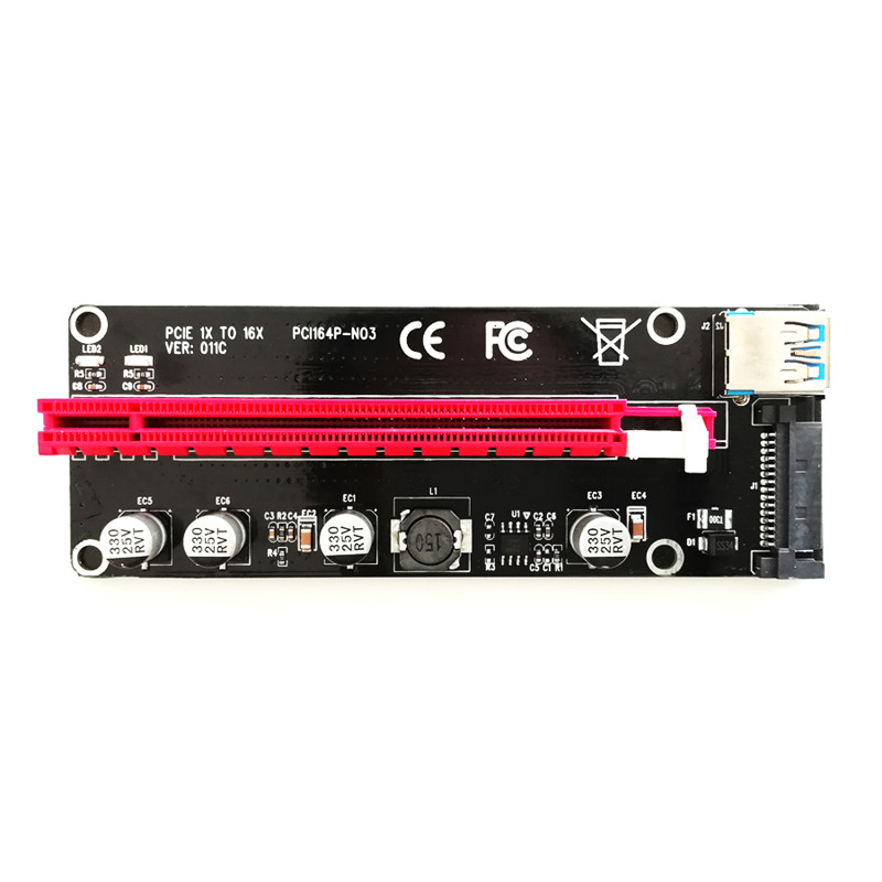 BEST SELLER 50PCS Riser New VER011C PCI Express Riser Card PCI-E 1X to 16X Extender USB 3.0 SATA Pow