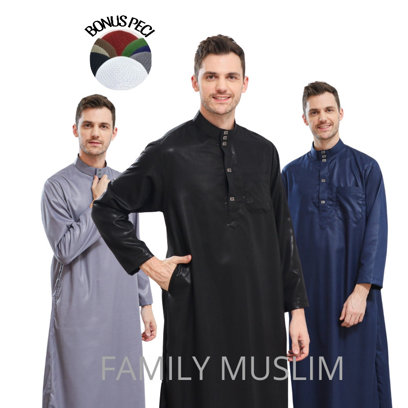 PROMO / Jubah DUBAI Gamis Jubah Pria Dewasa Dan Remaja Lengan Panjang Polos New Motif Terbaru