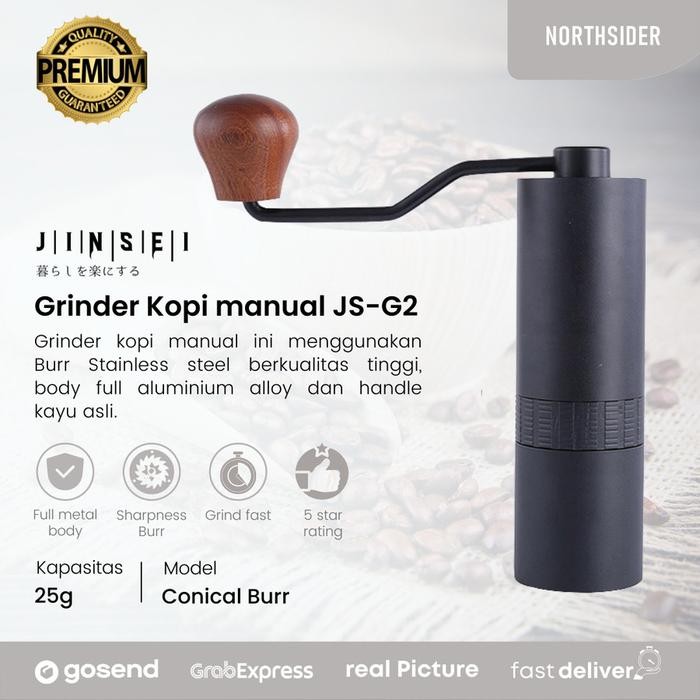 Hand coffee grinder kopi manual metal body stainless steel burr JS-G2