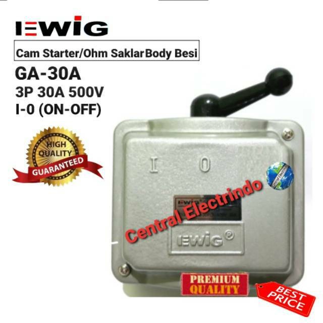 TerbaikTerlarisNIh- Cam Starter/Ohm Saklar EWIG GA-30A (6600Watt) 3P I-0 (ON-OFF).