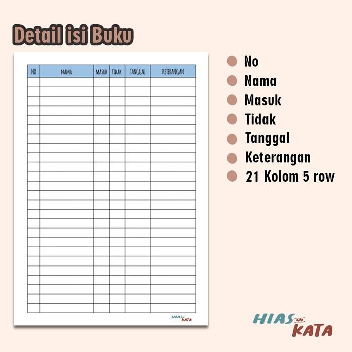 

AqibSaza Buku Absen Kerja Daftar Notebook Absensi Karyawan