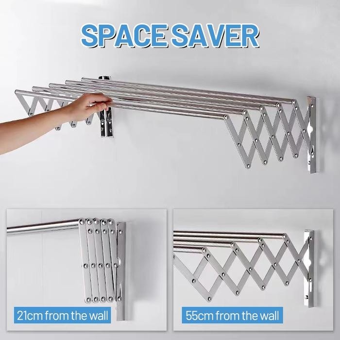 JEMURAN DINDING LIPAT STAINLESS JEMURAN BAJU DINDING 200CM JEMURAN PAKAIAN DINDING