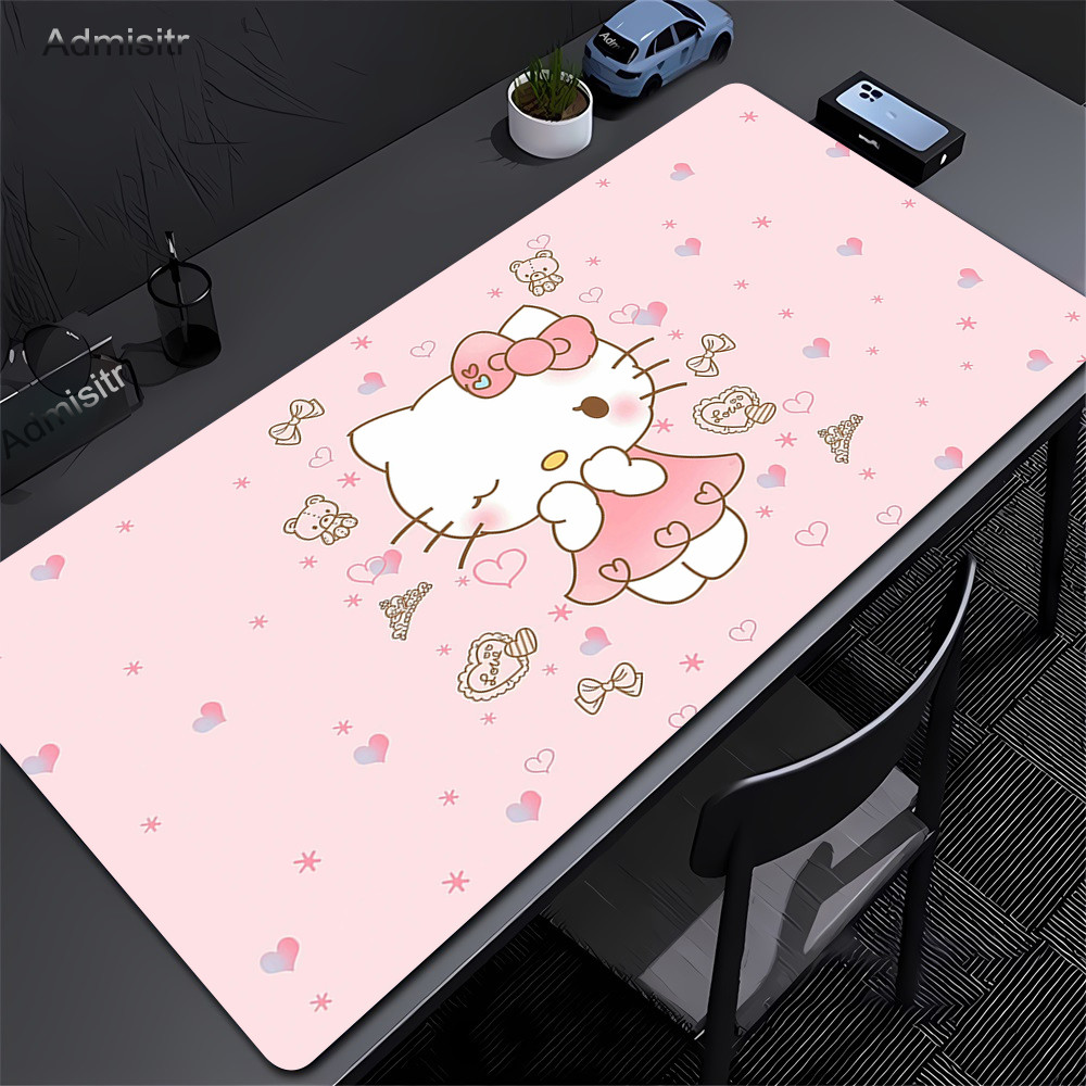 

Pink Cute Cartoon Hello Kitty Gaming Mouse Pad Xxl Kawaii Mousepad For Pc Gamer Desktop Decoration