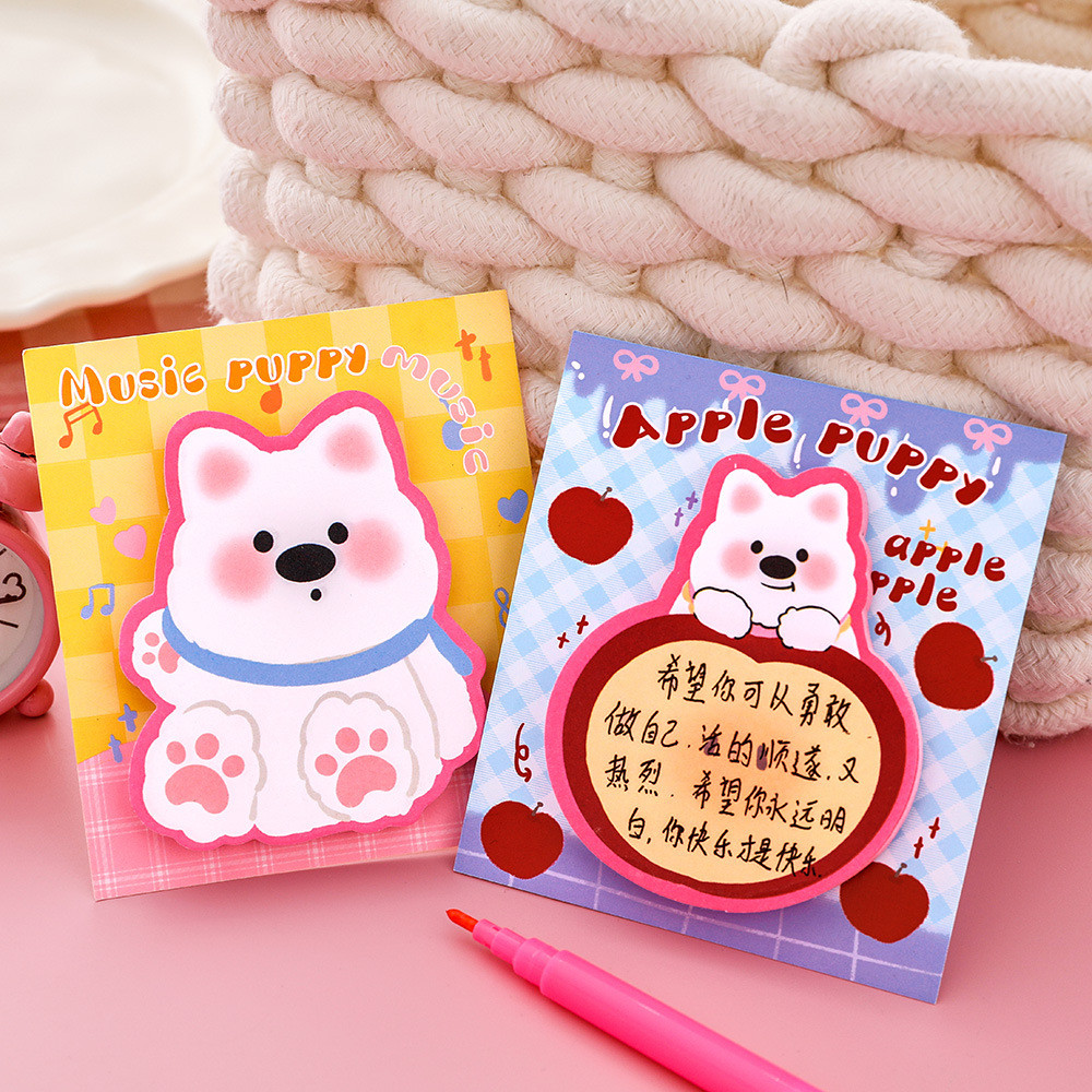 

4Pcs/Set Cartoon Cute West Highland Terrier Shaped Sticky Notes Korea Kawaii Dog Notepad Student