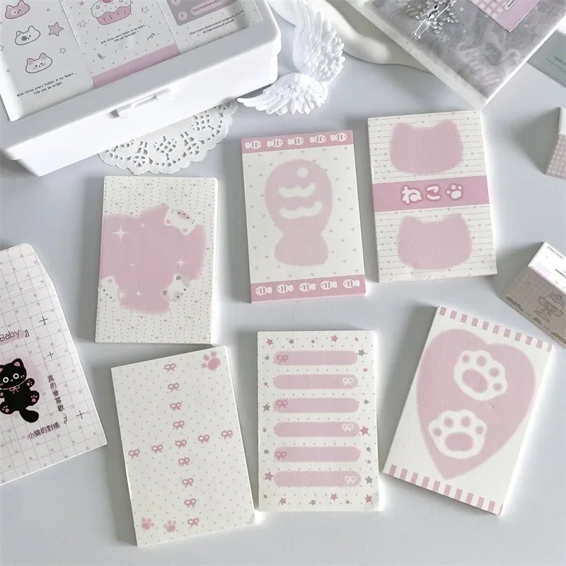 

Korean Ins Kawaii Pink Cat Memo Pad Cute Student Loose Leaf Message Notepad Girl Mini Pocket Planner