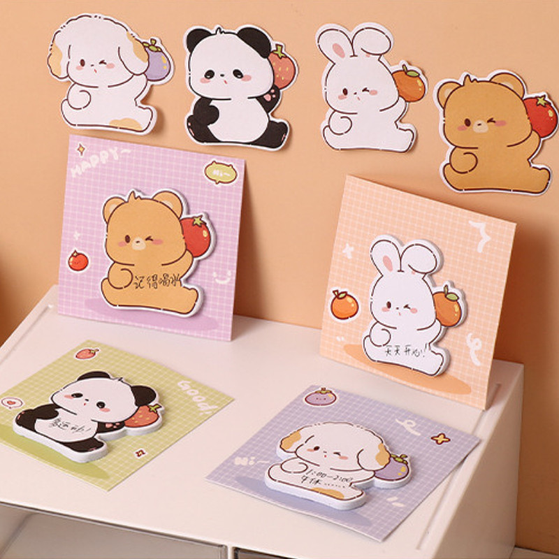 

5Pcs/Lot Kawaii Animal Memo Pad Cute Cartoon Panda Bear Dog Rabbit Sticky Note Student School