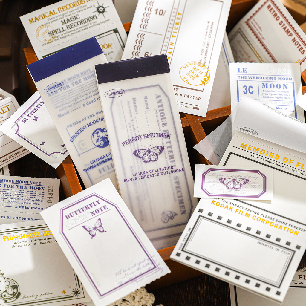 

15Pcs/Lot Memo Pads Material Paper Liliana'S Collection Papers Junk Journal Scrapbooking Retro