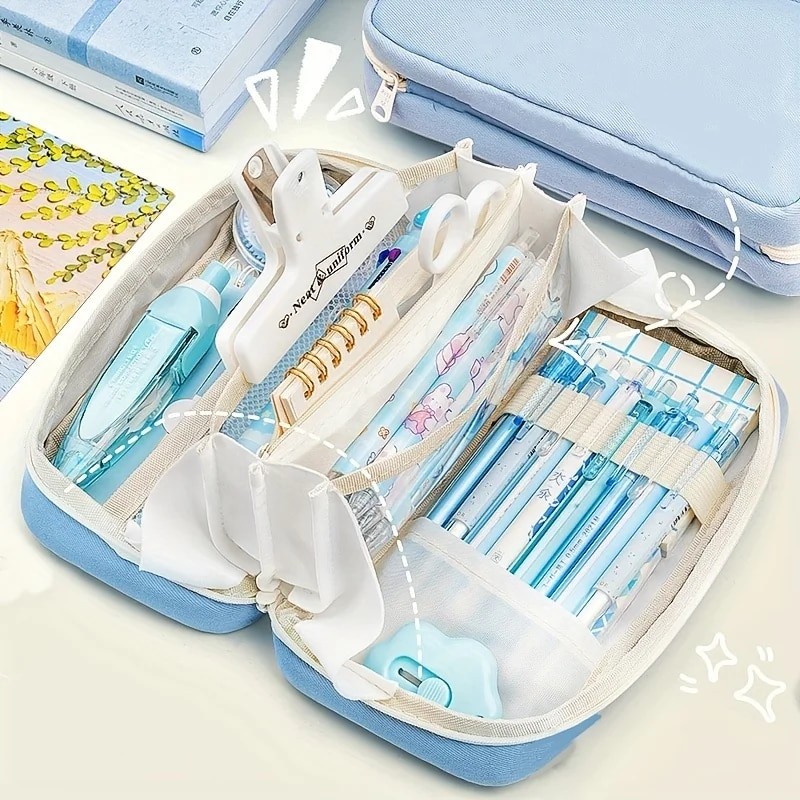 

Large Capacity Pencil Case 6 Layers 180-Degree Open Design Pencil Organizer Perfect For Office
