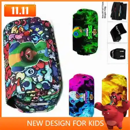 

Kids Print Pencil Case Game Canvas Stretch Brawlers-Hero Double Layer Large Capacity Pencil Box Cute
