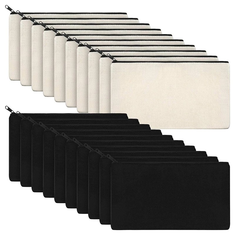 

10Pack Blank Diy Craft Bag Canvas Pencil Case Makeup Bags Zipper Pouch Bags Cosmetic Pouch School