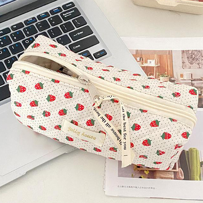 

Fashion Kawaii Pencil Case Korean Style Simple Floral Pencil Pouch For Girl Soft Cotton Large