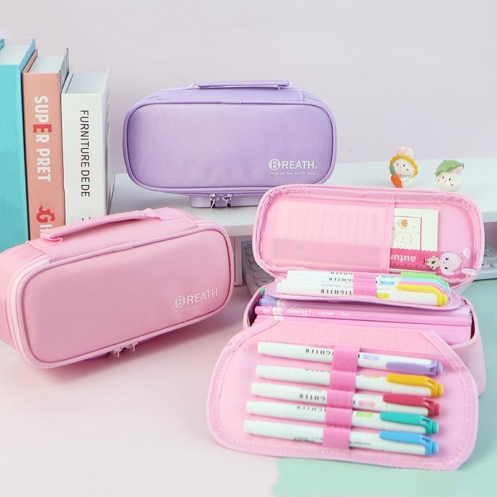 

Portable Code Lock Pencil Case Pink Oxford Cloth Cute Stationery Box Student Large Capacity