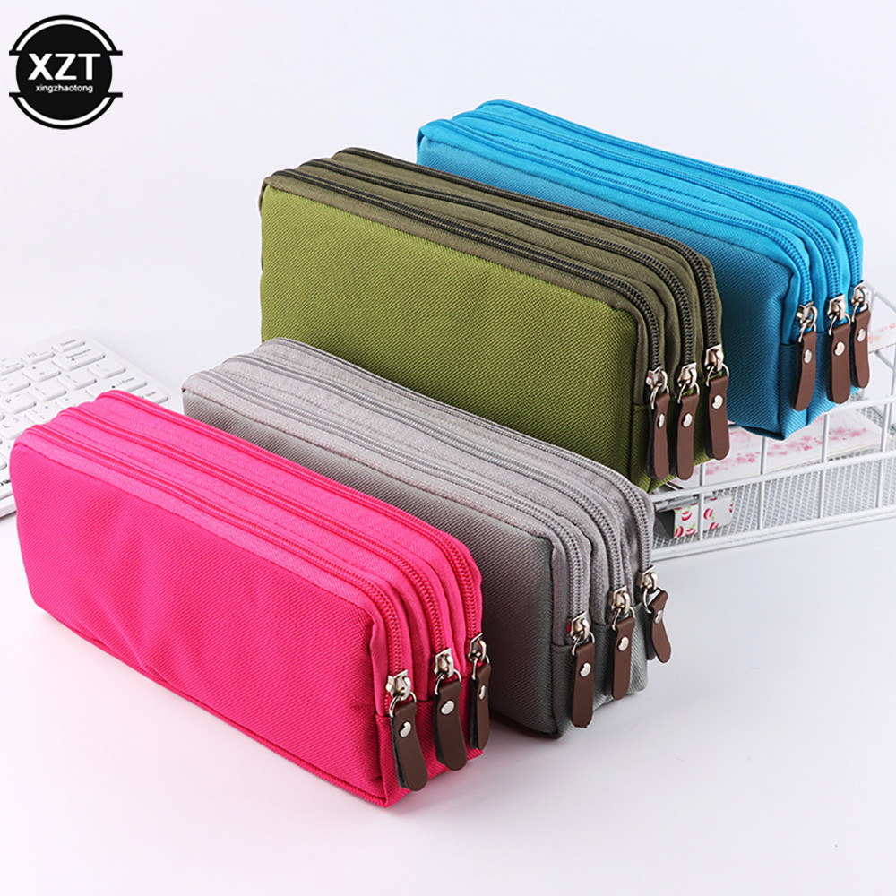 

3 Zippers Pencil Case School Stationery Supplies Korean Style Stationery Large Capacity Pencil Pouch