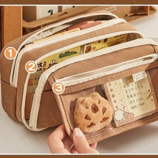 

9-Layer Pencil Bag Cute Capybara Stickers Stationery Holder Ita Bag Large Capacity Pen Pouch Girls