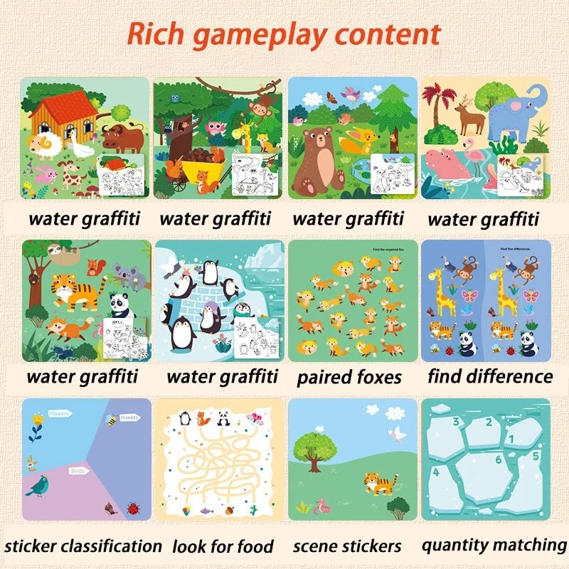 

Children Early Education Toys Magical Book With Pen Water Drawing Montessori Toys Gift Reusable