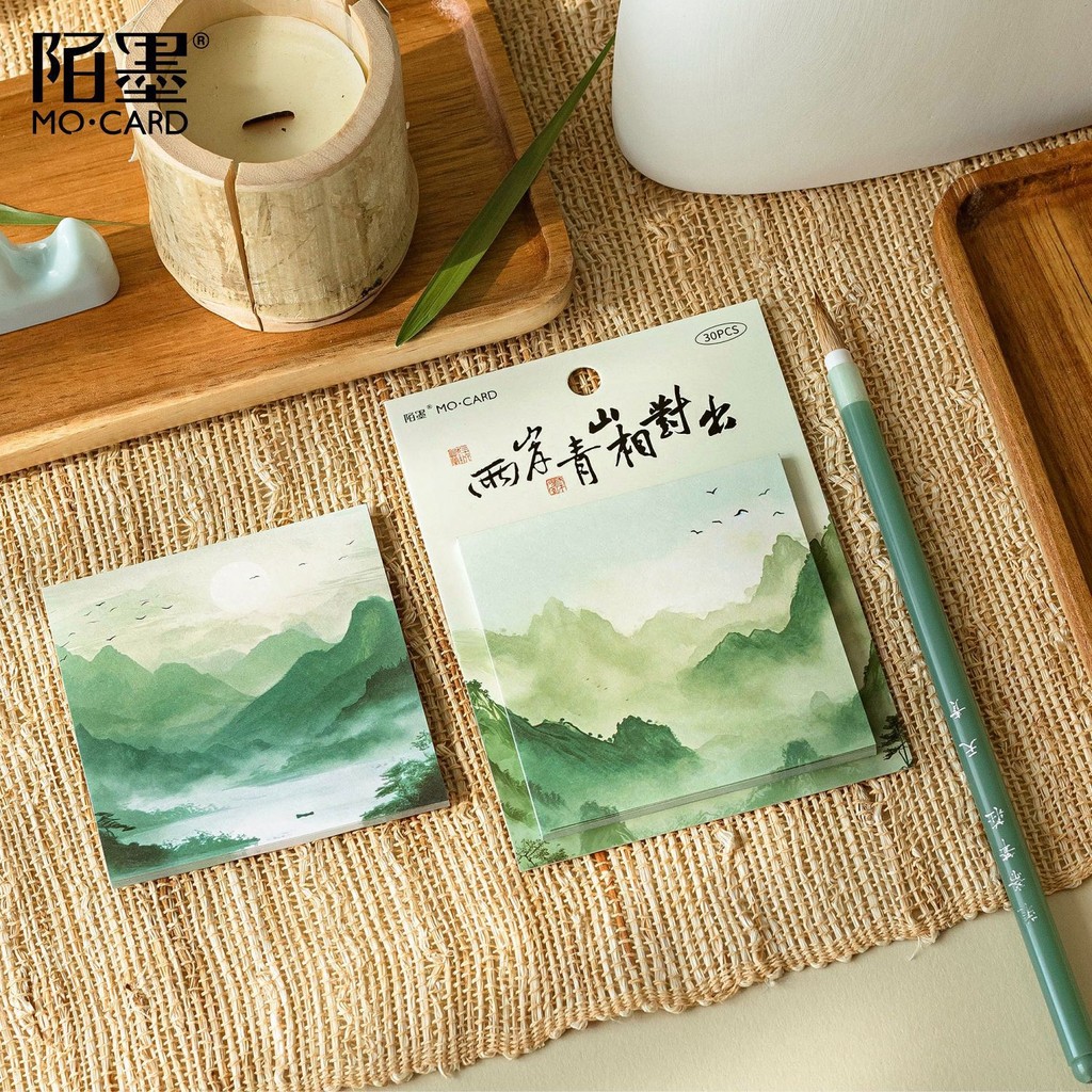 

30 Sheets/Pack Landscape Painting Themed Sticky Note Self-Stick Note Office Memo Note For Office
