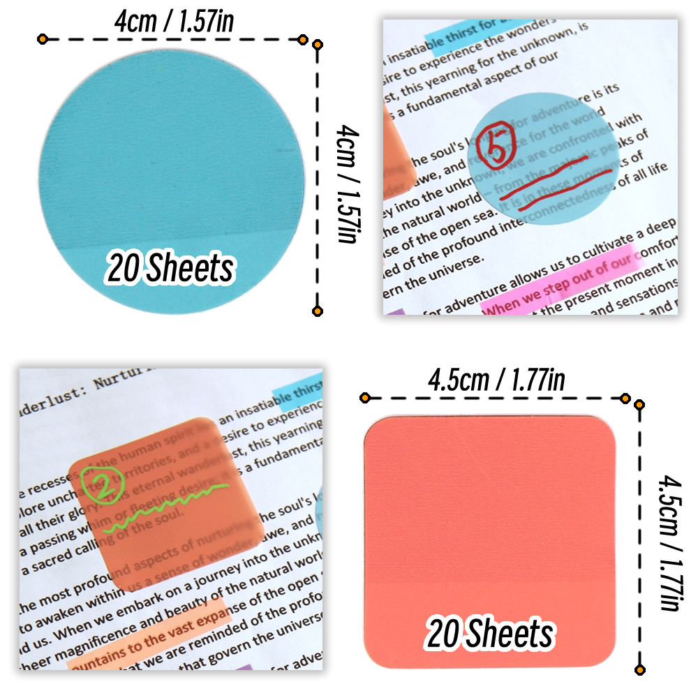 

80/160 Sheets Circletransparent Sticky Note Memo Pad Scrapes Stickers Waterproof Clear Notepad