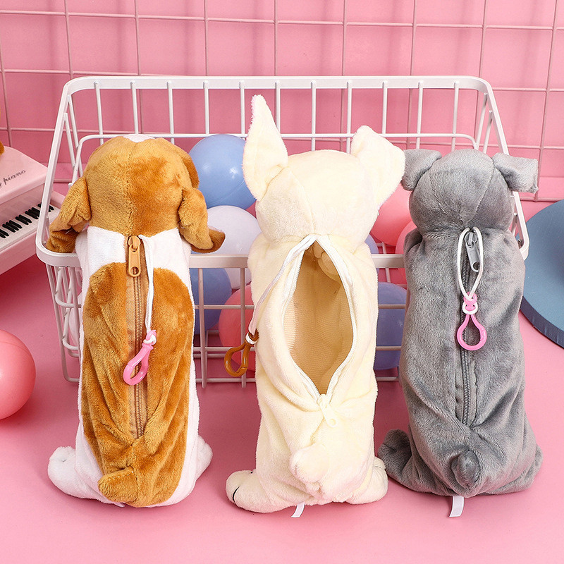 

Kawaii Dog Plush Pouch Pencil Case Cute Zipper Fluffy Large Capacity Pen Bag School Stationery